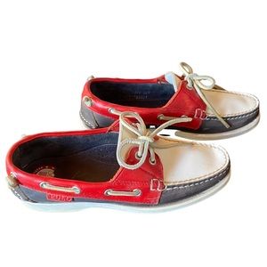 Polo Ralph Lauren USA Olympic Nautical Deck Shoes, Red, White, & Blue, Size 7